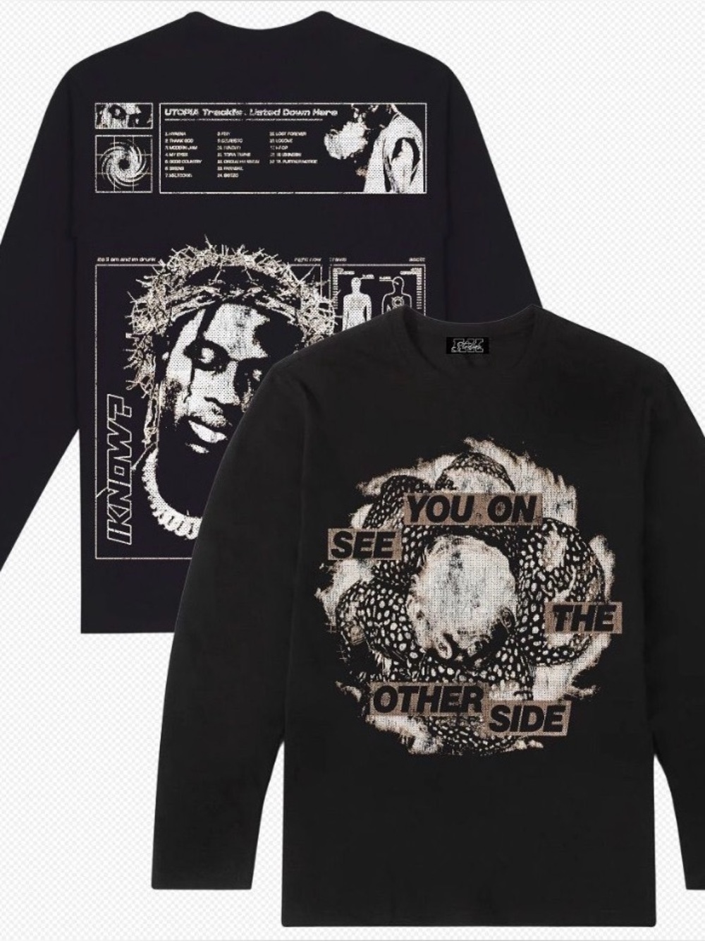 Travis Scott Black Graphic Long-Sleeve T - shirt, See The Other side New